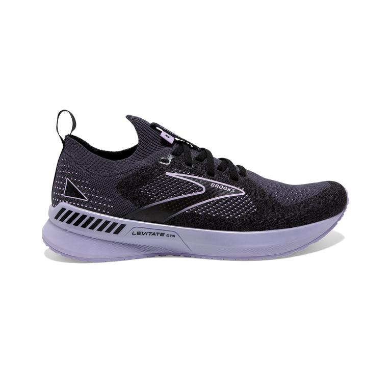 Brooks LEVITATE STEALTHFIT GTS 5 Road Running Shoes Womens Sale - Black/Ebony/grey Charcoal/MediumPu